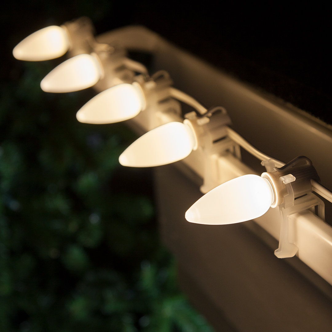 White Wire Shatterproof Smooth C9 OptiCore LED String Lights Wintergreen Lighting 