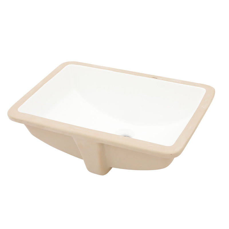White Undermount Ceramic Sink With Overflow - Smooth, Acid For Various Locations