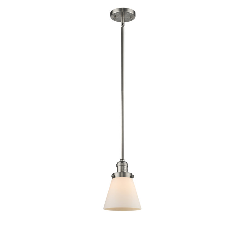 Milardo 1 - Light Single Pendant, Matte White Cased, 10" H x 8" W x 8" D, Brushed Satin Nickel
