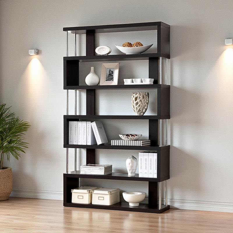 Rencher Geometric Bookcase, (6 Shelves) 44" H x 43" W x 12" D