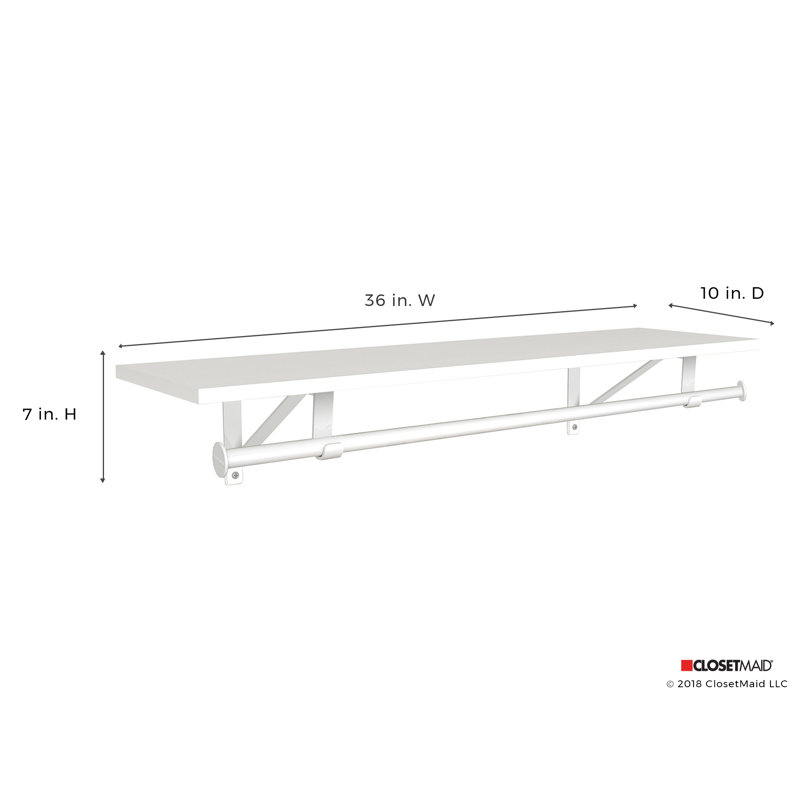 Ensemble de tablettes en stratifié avec tringle réglable., H 7 po x l 36 po x P 10 po
