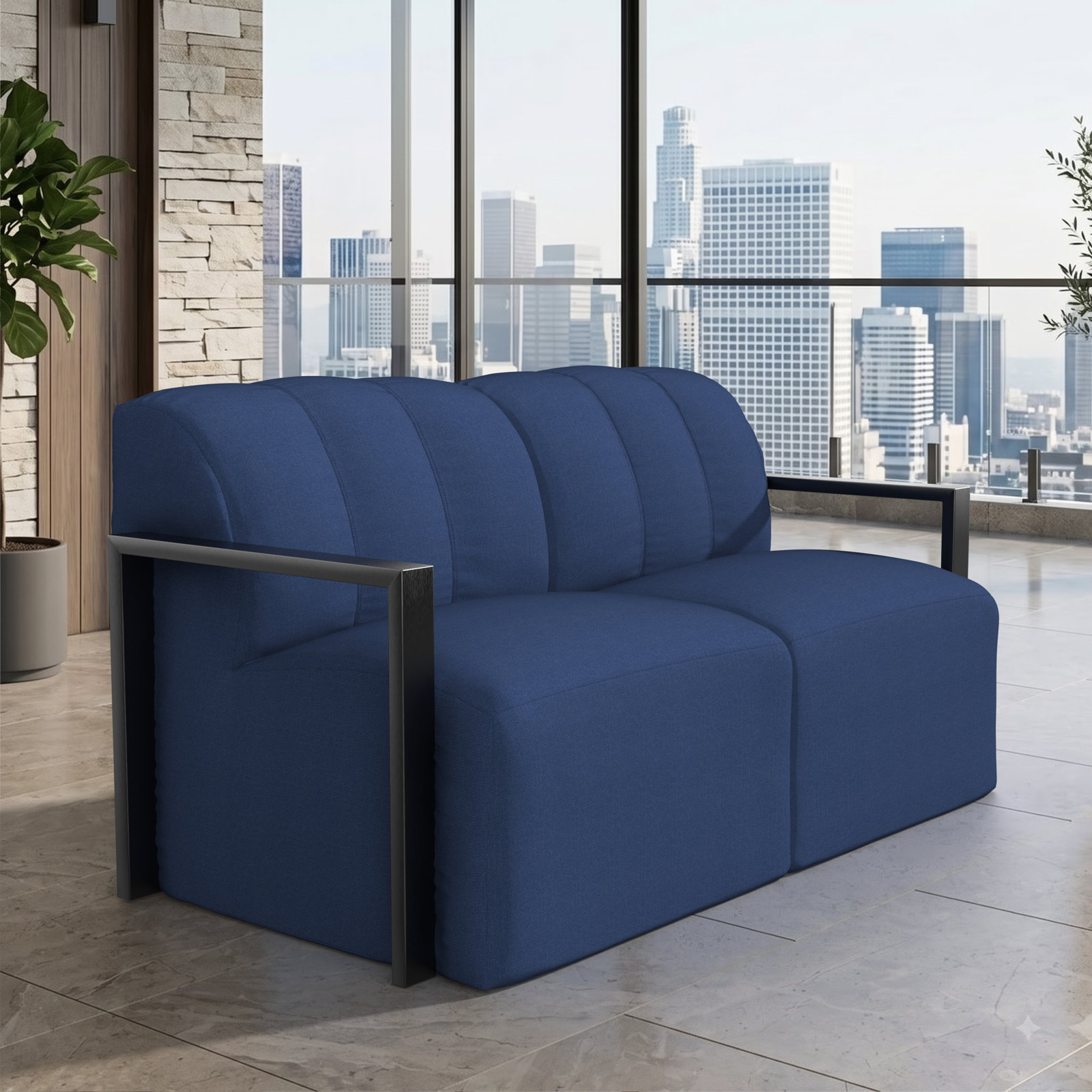Rosalie 62" Sunbrella® Patio Loveseat, Sunbrella® Canvas Navy