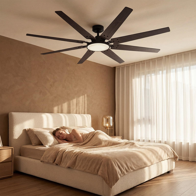72” Large Ceiling Fan with Lights and Remote, 8-Blade Smart Fan, App & Voice Control, Adjustable CCT & Timer, for Indoor/Outdoor Use