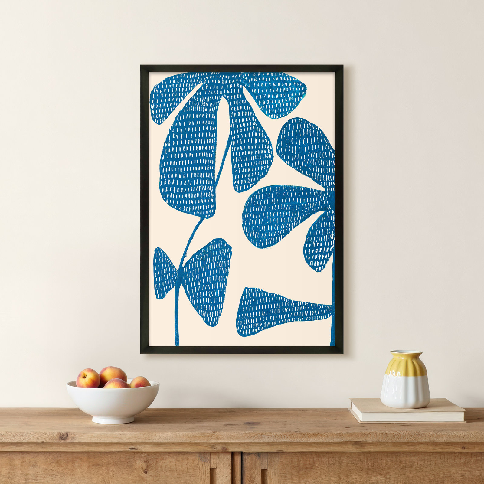 Ceramic Blue 3 by Andrea Stokes - Framed Wall Art, 25" H x 17.5" W, Black Picture Framed Paper