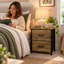 FURNITURE RANGE MOORE  BEDSIDE TABLE BLACK/BROWN