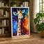 Giraffe Among Circles Modern 1 Piece Wrapped Canvas Wall Art-136727920-136727922