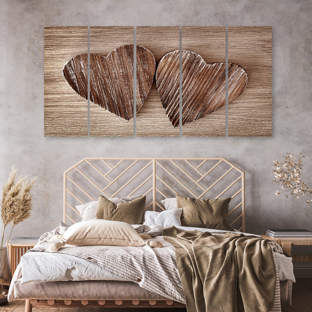 Leinwandbild Herz Holz Braun Retro