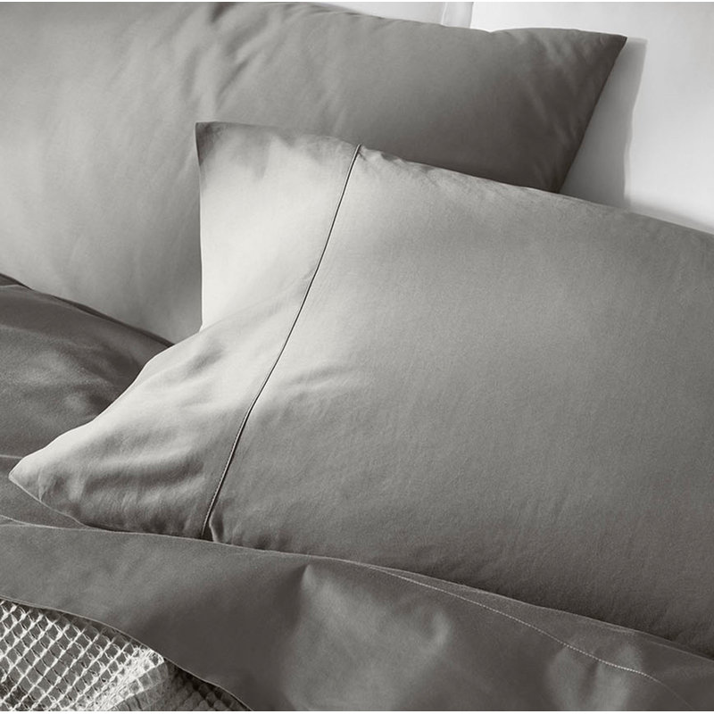 Signature Washed Pillowcase Set, Stone, King Pillowcase