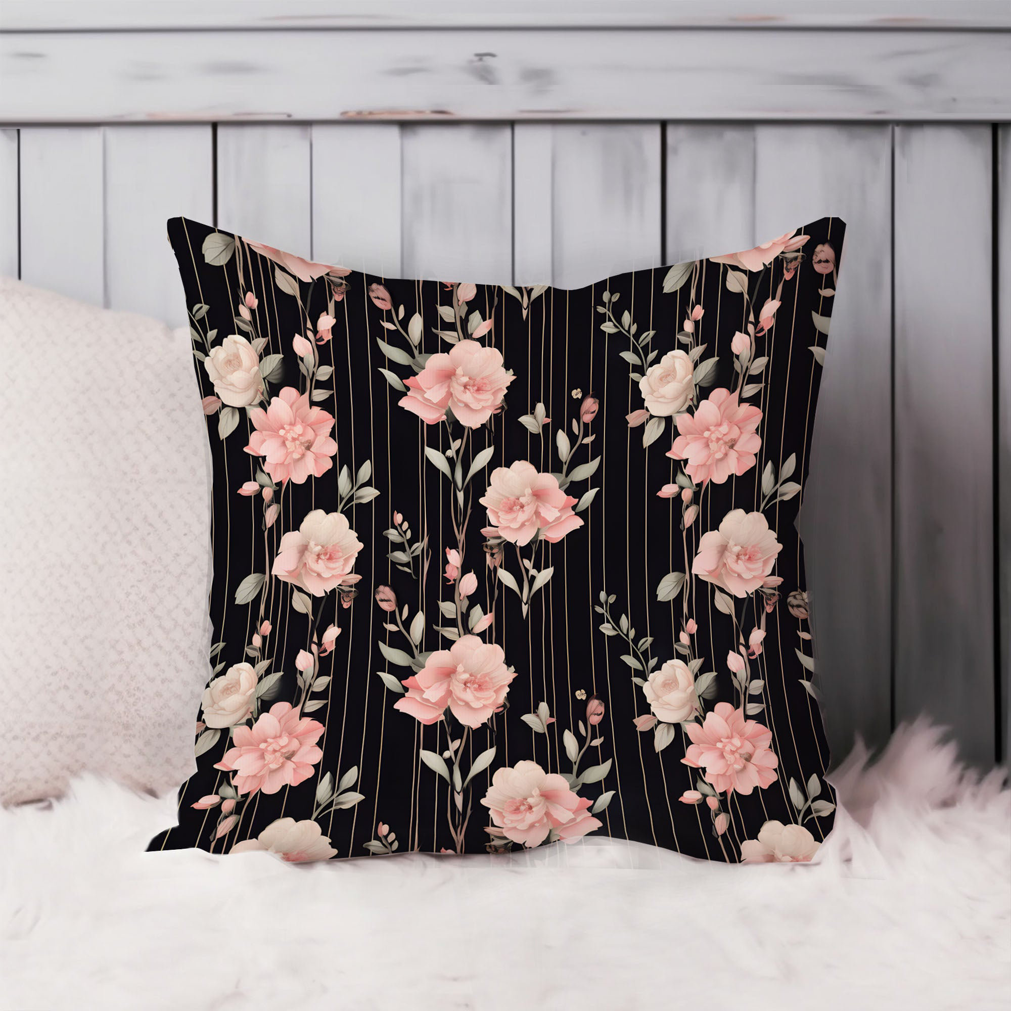 Ethan Taylor Floral Pink Flower Pattern IX Glam Throw Pillow Cover