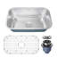 Évier de cuisine à cuve simple encastrable en acier inoxydable de calibre 18 avec accessoires Karran Profile