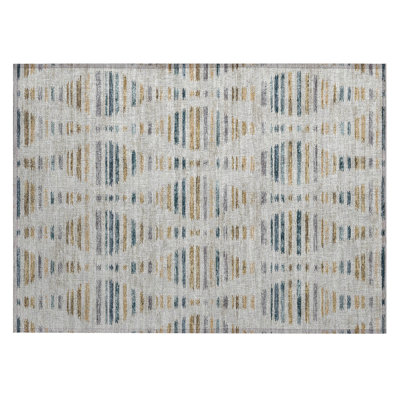 Machine Washable Indoor/Outdoor Xhevrie Linen Rug