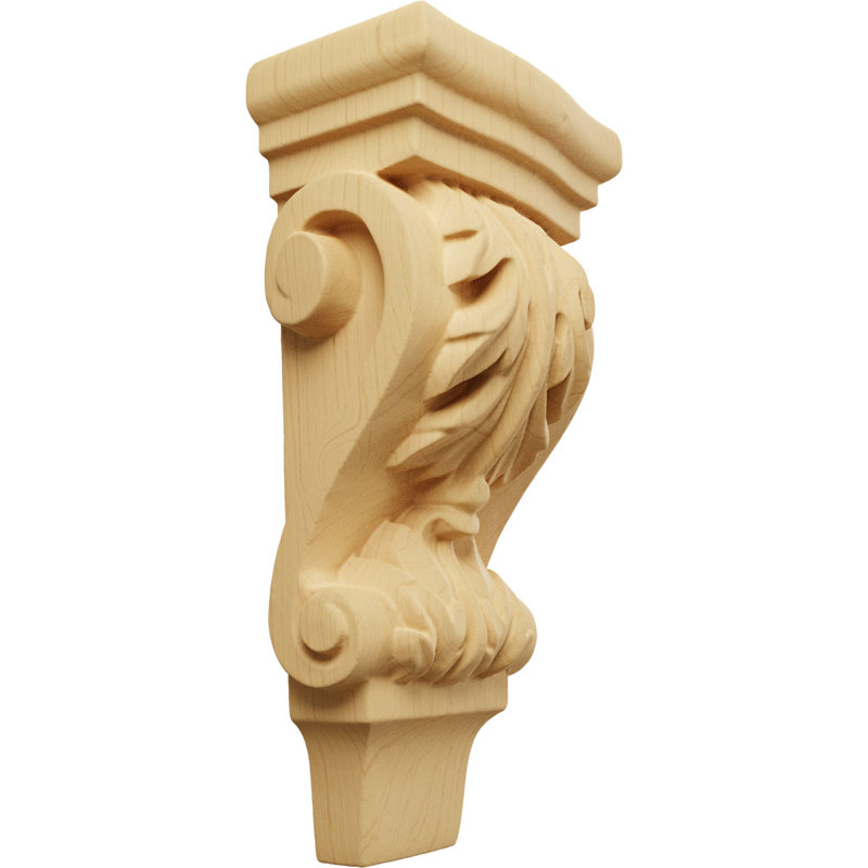 Petit corbeau en bois de pilastre Acanthus l 3 po x P 1 3/4 po x H 6 po (paquet de 6), Aulne