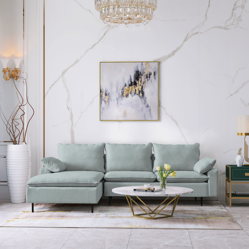 Canapé modulaire en L avec coussins décoratifs Arv? Ds, Lin gris