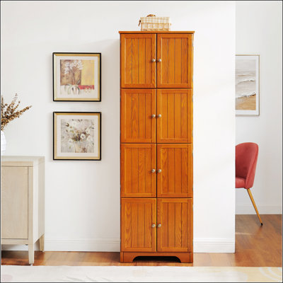 Elegant 72.4 Inch Tall Storage Cabinet with 8 Doors and 4 Shelves, Perfect for Living Room, Kitchen, Dining Room, and Office