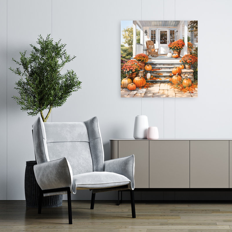 Art mural abstrait d'automne, 32" H x 32" W