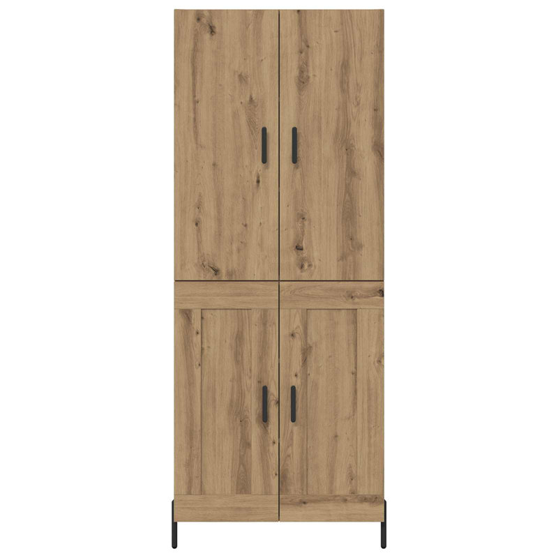  Highboard Black Oak 69.5 X 34 X 180 Cm Engineered Wood, Artisan Oak