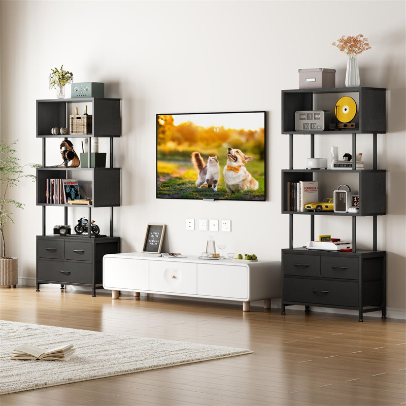 155cm H x 60cm W Metal Book Cabinet Bookcase, Black