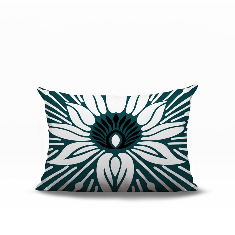 Oreiller rectangulaire réversible intérieur / extérieur Carla, Rectangle H 18 po x l 25 po, Émeraude