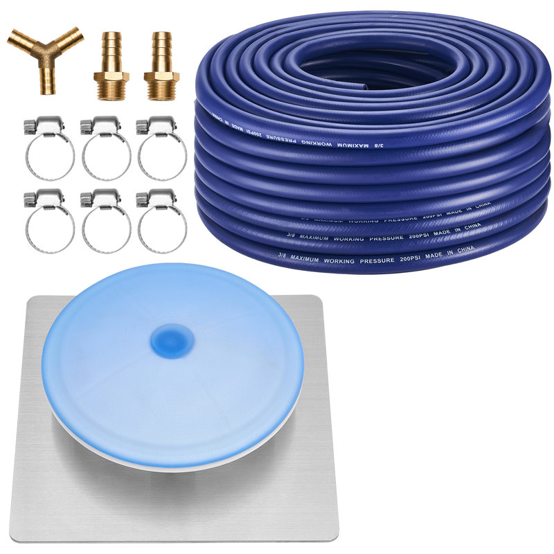 Diffuseur d'air d'aérateur de bassin et ensemble de tuyau d'aération à évacuation automatique 3/8 po, diffuseur d'aération de lac en silicone de 8 po avec ensemble de tuyau d'aérateur de bassin flexible de 100 pieds pour les étangs