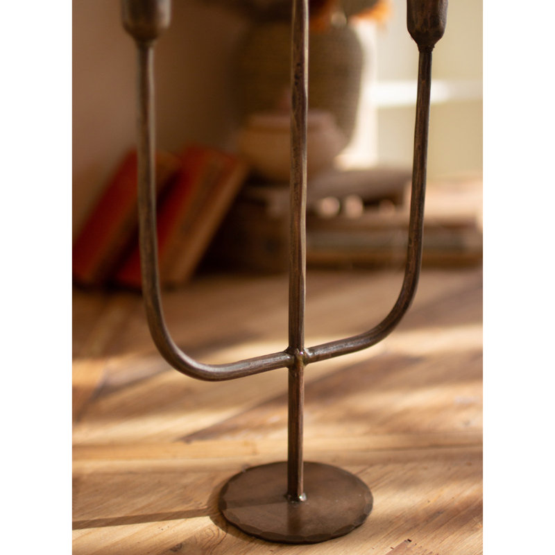Three Tiered Antique Brass Taper Candelabra