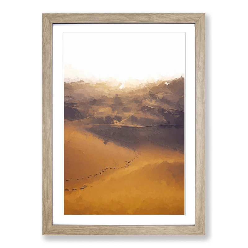 Trail on the Desert in Abstract - Picture Frame Graphic Art Print, Oak, 60cm H x 40cm W x 2cm D
