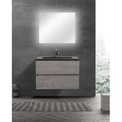Meuble-lavabo flottant 30 po avec lavabo, meuble-lavabo mural moderne avec lavabo à quartz noir et tiroirs à fermeture en douceur