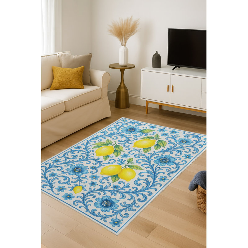 Tapis bleu Mosso, 2'6" x 4'11"