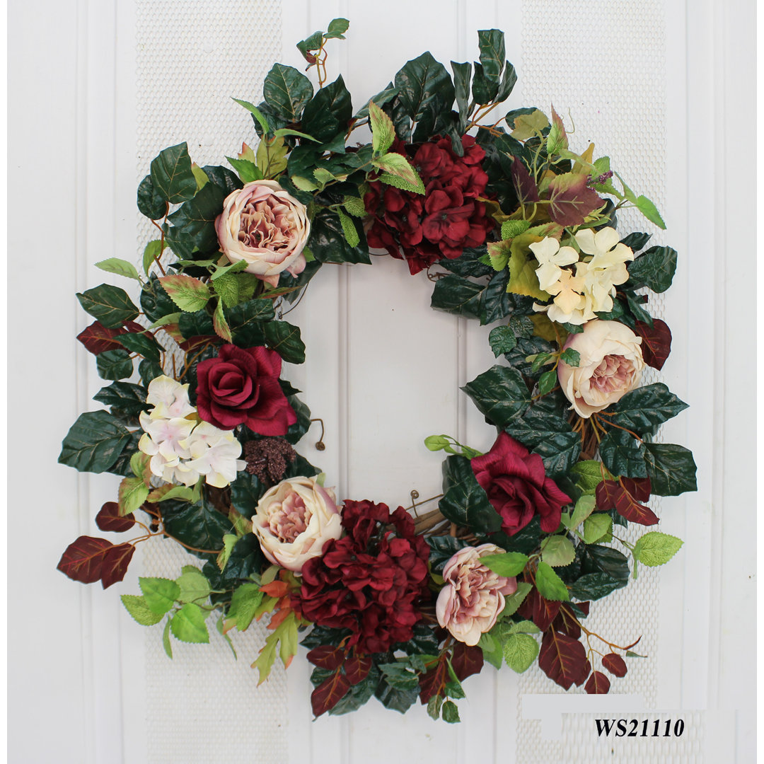 Handcrafted Faux Mixed Assortment Foam 24'' Wreath Primrue