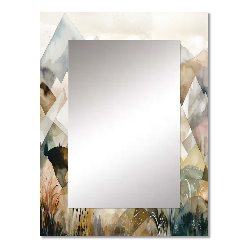 Exploring The Evolving Silver Mountains II - Landscape Decorative Wall Mirror, Traditional Mirror, Printed Metal Art