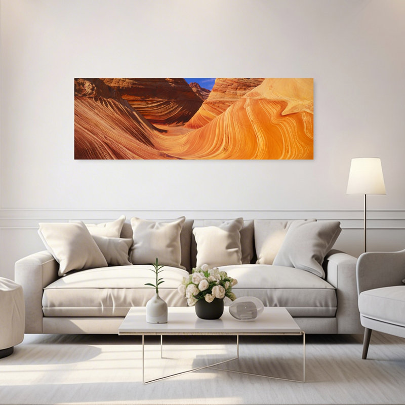La vague, formation de grès, Kenab, Utah, paysage contemporain abstrait, art mural, H 20 po x l 60 po