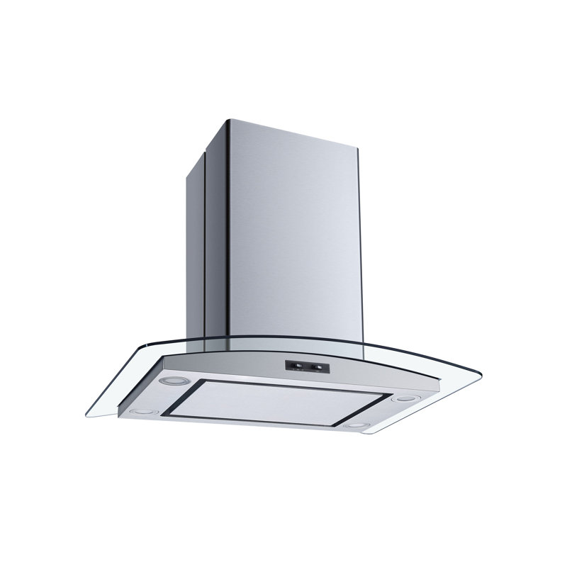 30" Stainless Steel Convertible Island Range Hood with Glass Canopy