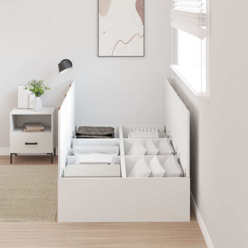 Storage Bed Frame, 90 x 190 cm, White