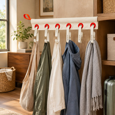 Ce cintre de séchage pliable blanc est livré en un seul ensemble, avec 6 pinces, un matériau épais et une installation par encliquetage; Emballez-le dans une valise pour des croisières ou des séjours à l'hôtel.