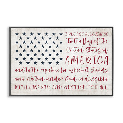  Patriotic Pledge of Allegiance Black Framed Giclee Art by Natalie Carpentieri