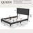 Upholstered  Bed with Padded Headboard, Queen Size, Linen Fabric, Easy Assembly-94717168-94717171