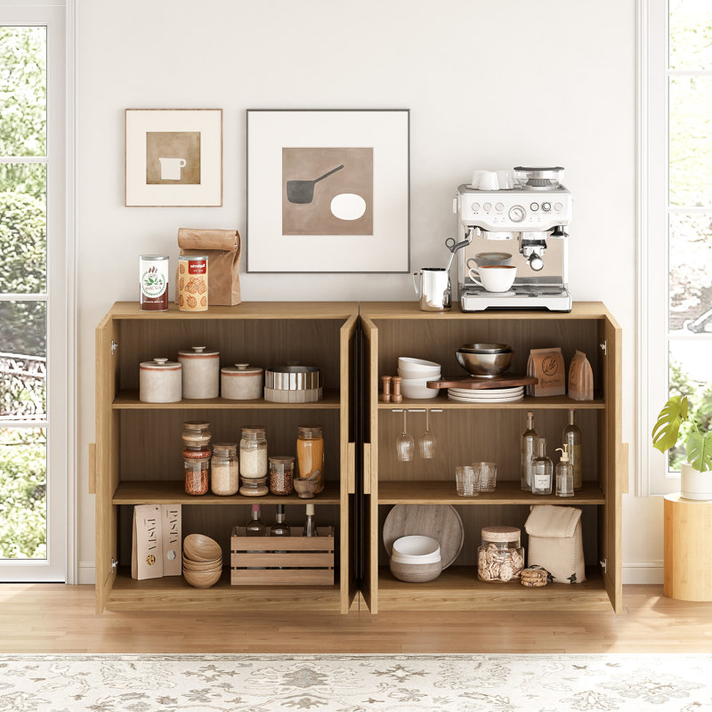 Wood Sideboard Storage Buffet 2 Doors Buffet Cabinet, Natural Color