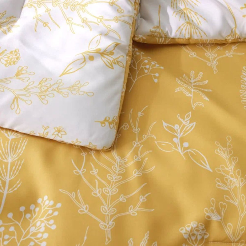 Ensemble d'édredon réversible à motif floral Best vendeur, 89 g / m², Très grand surdimensionné, Jaune