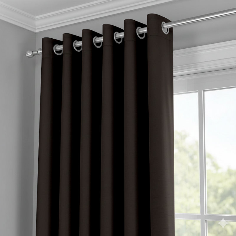 Jeffro Pair of Eyelet Blackout Curtain Panels, Black, 167.64cm Width x 137.16cm Drop
