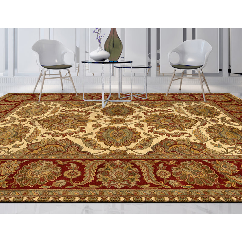 Tapis rectangulaire en laine noué à la main