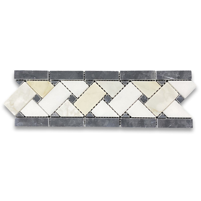 Calacatta 12" x 4" Marble Mosaic Tile, LIght Gray