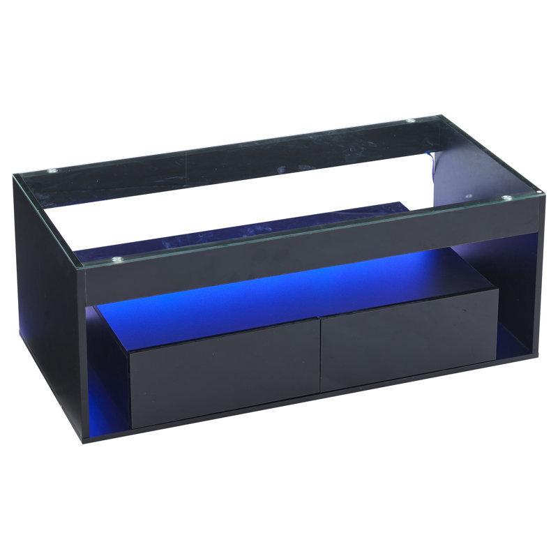 Pedestal Coffee Table with Storage, Black