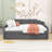 Full-Size Upholstered Daybed with Twin Trundle and USB Charging Armrest