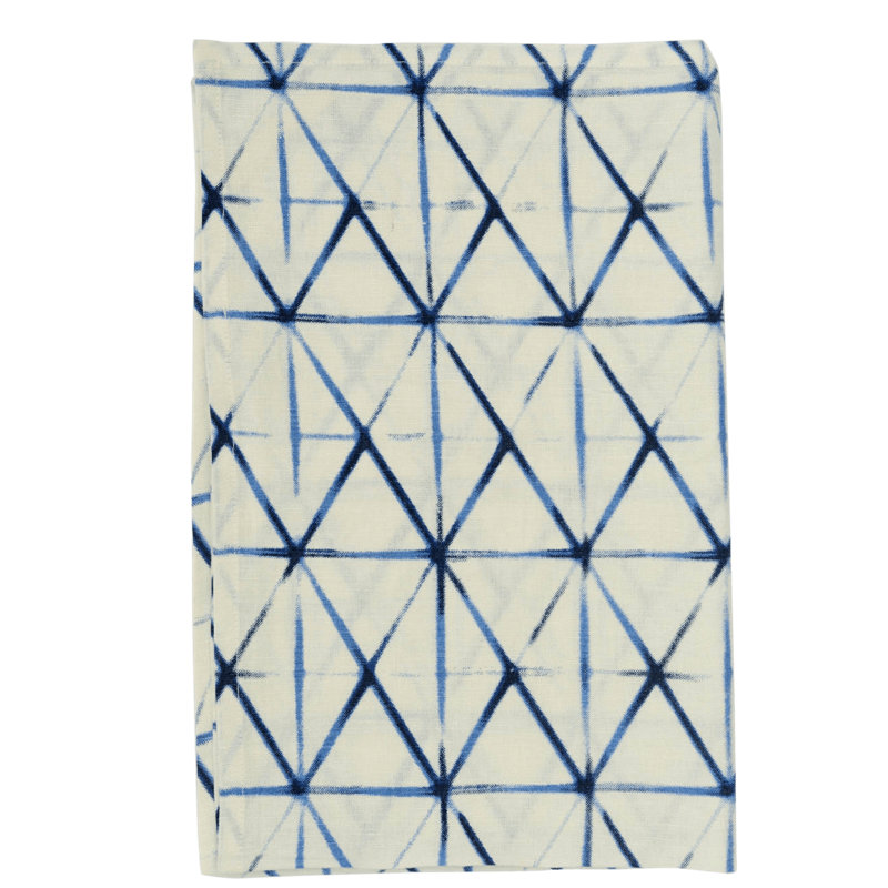 Torchon à pinces shibori, Indigo / Naturel