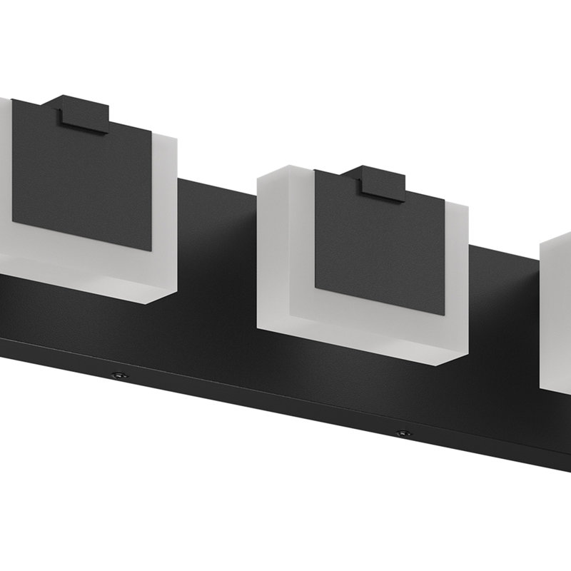 Luminaire de salle de bain moderne à 3 lumières à DEL noir et blanc avec miroir de salle de bain 6000K