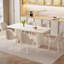 Table de salle à manger 62,99 "rectangulaire blanche pour 4 à 6 personnes, table Kichen avec 4 chaises pour la cuisine, le bar et la salle à manger-539630174-570360552
