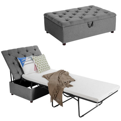 Fauteuil-lit pliant Latitude Run®, canapé-lit d'invité convertible, gris