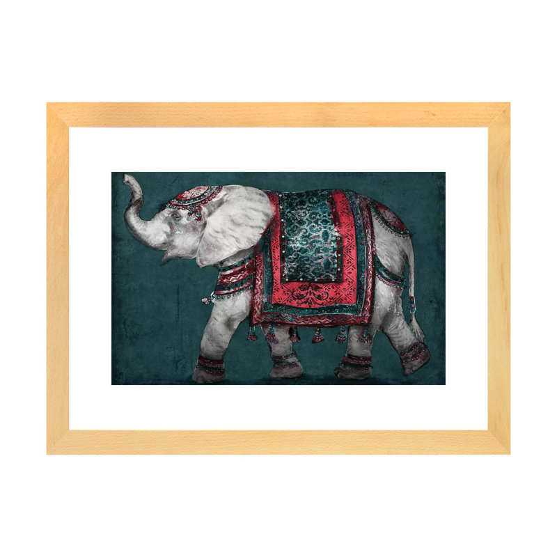 Éléphant Regal par Patricia Pinto-impression d’art graphique, H 24 po x l 16 po x P 1 po, Toile avec cadre en bois beige