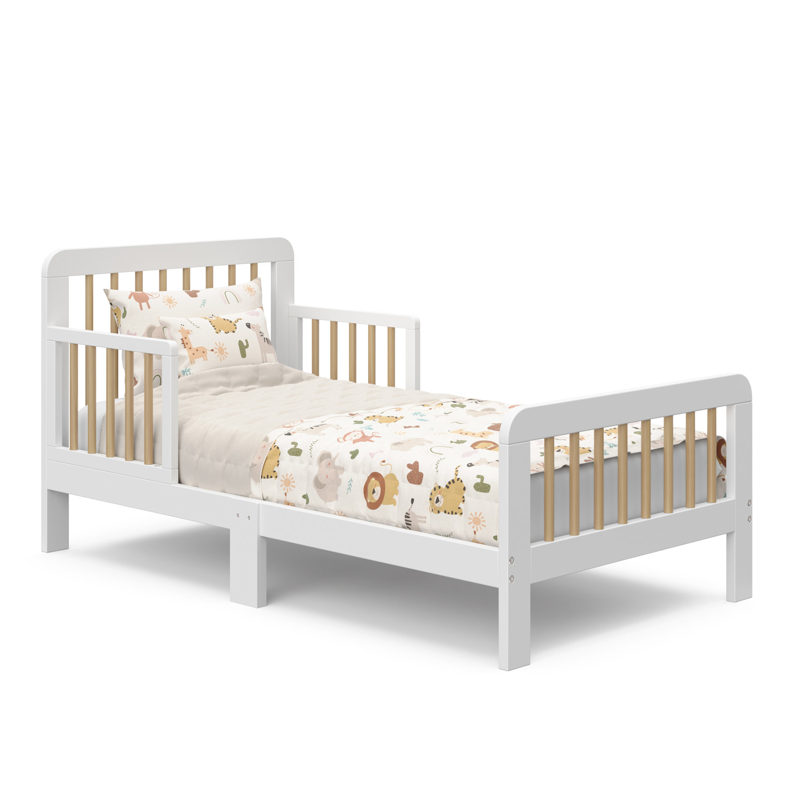 Pasadena Toddler Bed with Guardrails, White/Driftwood