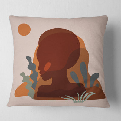 Minimal Silhouette of African American Woman Square Pillow Cover & Insert