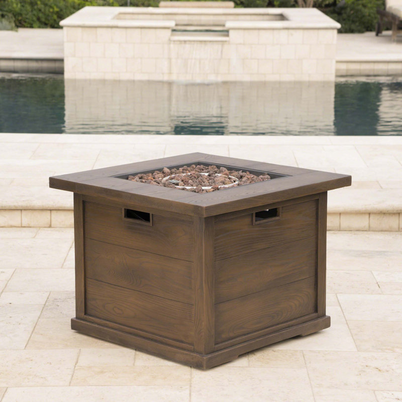 Motif de patio extérieur en bois H 24 po x l 32 po à combustion au gaz, 40 000 BTU